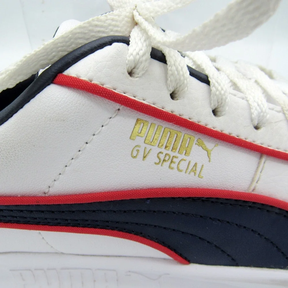 Puma GV Special Sneakers White with Red & Blue Accents Big Kids Size 6.5